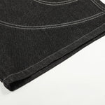 Flame Print Black Wide Leg Denim Shorts