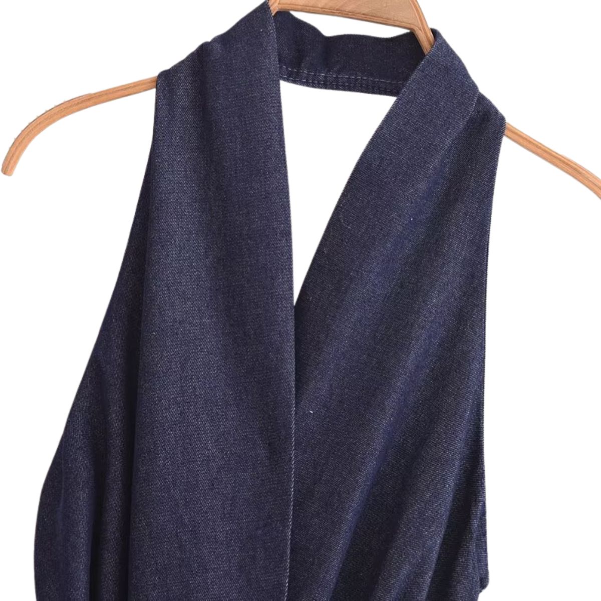 Halter Neck Denim Belted Dress