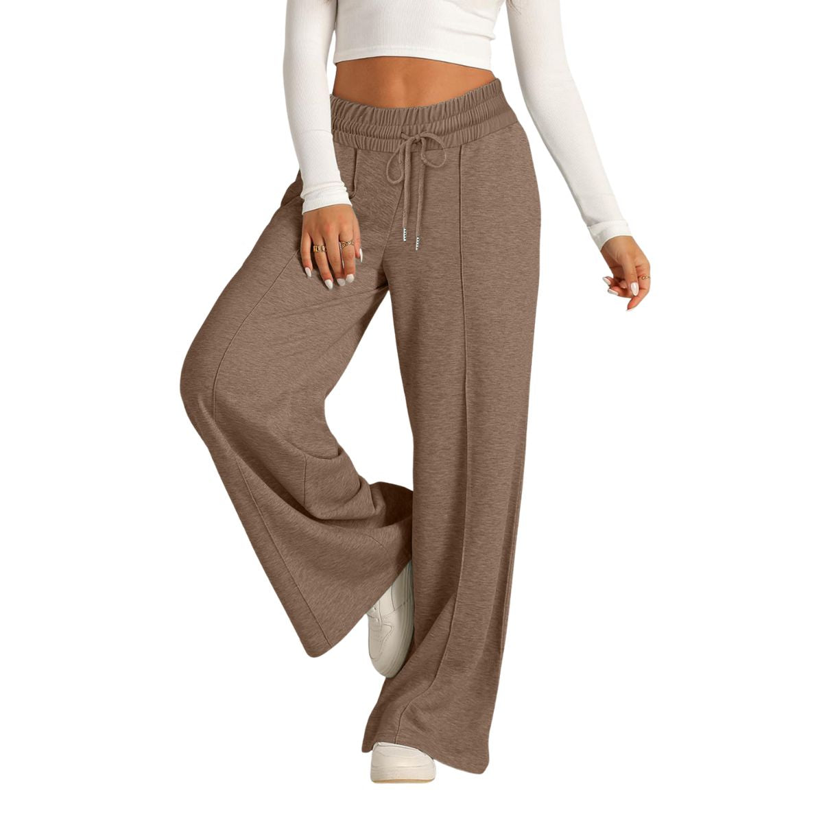 Women's Drawstring High Waist Wide Leg Pants Casual Comfy Trousers