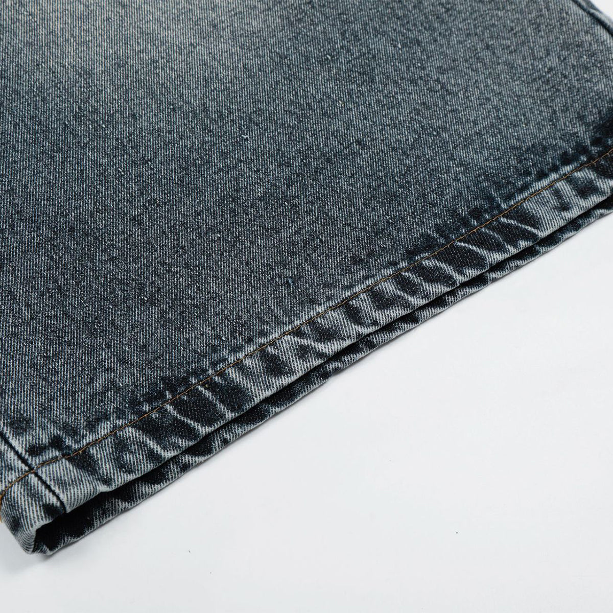 Starry Denim Bermuda Shorts Distressed Wash Colorful Accents