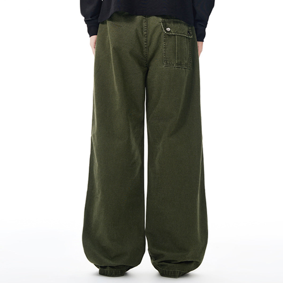 Vintage Washed Workwear Wide-Leg Relaxed Cargo Pants