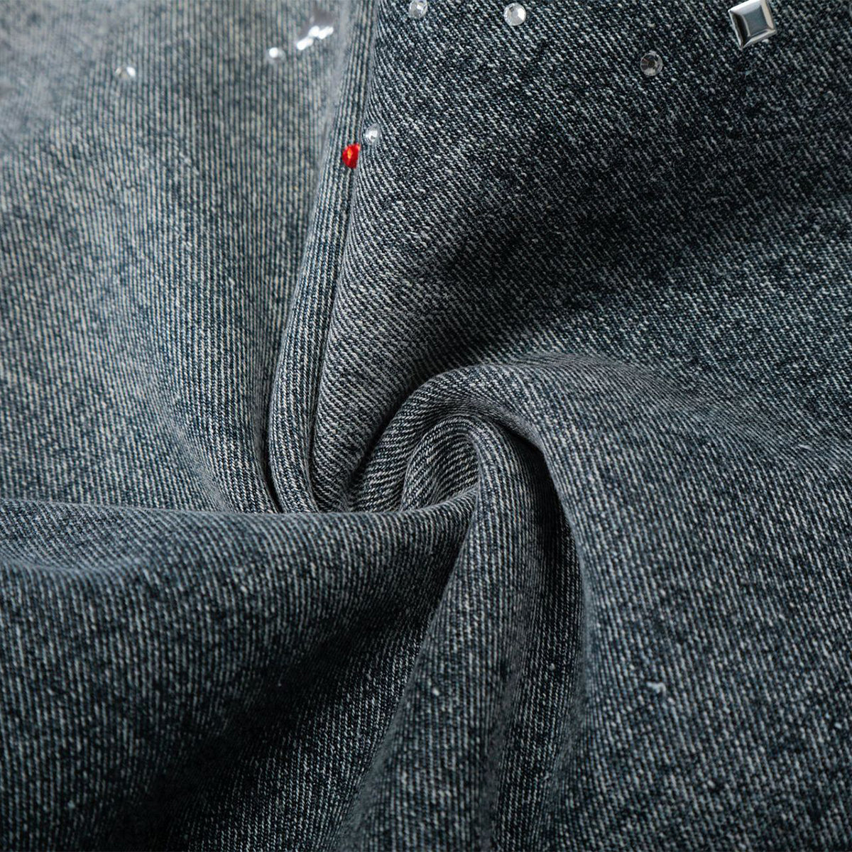 Starry Denim Bermuda Shorts Distressed Wash Colorful Accents