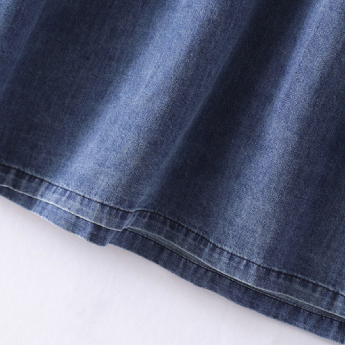 Patchwork Short-Sleeve Denim Shirtdress