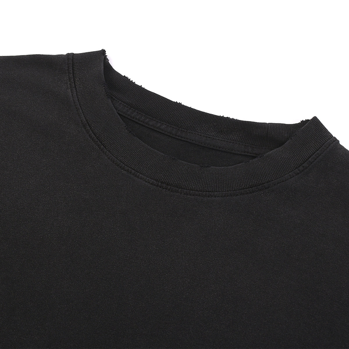 Black Washed Cotton Ripped Boxy Tee