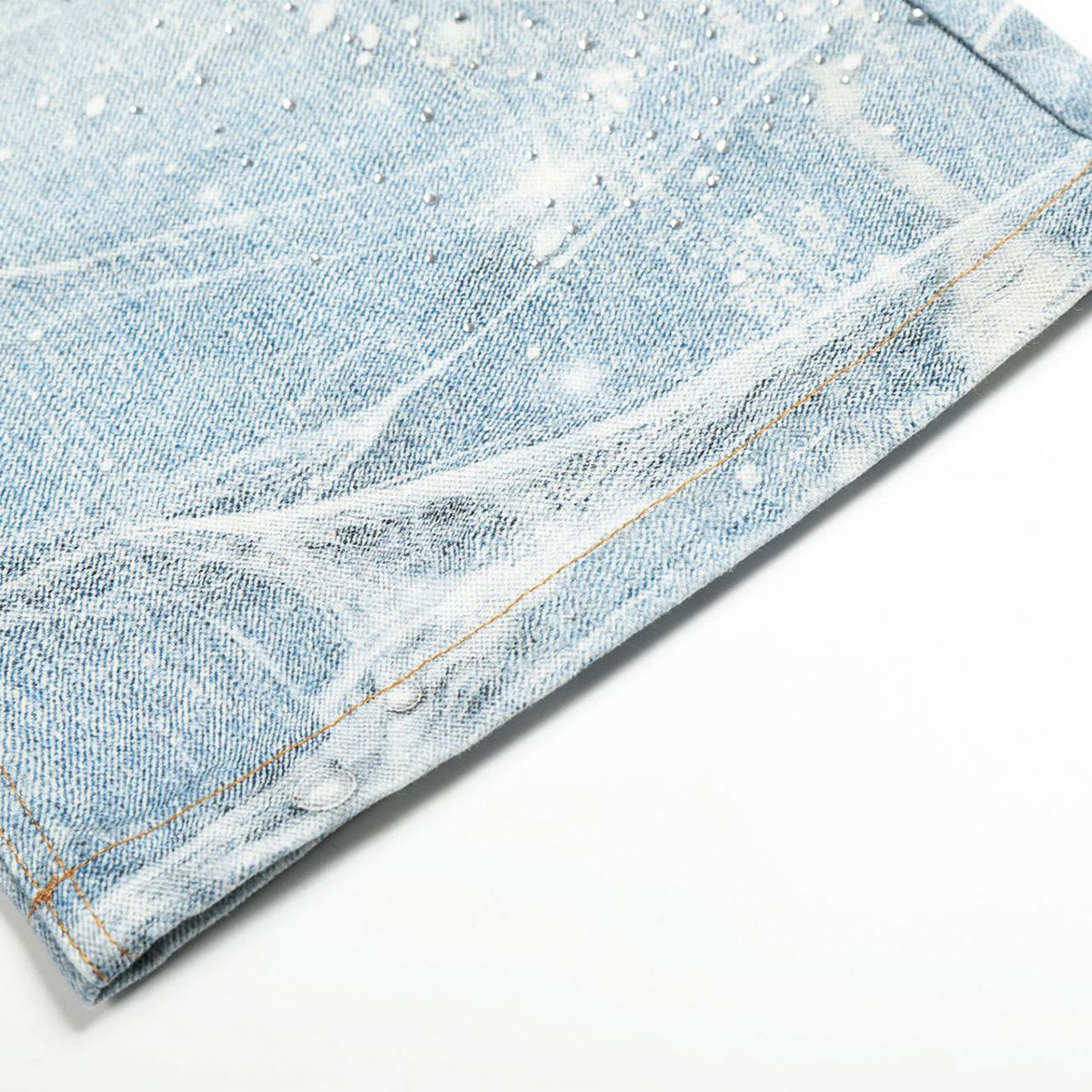 Rhinestone Lightning Bolt Vintage Wide Denim