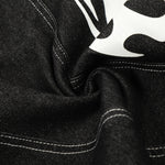 Flame Print Black Wide Leg Denim Shorts