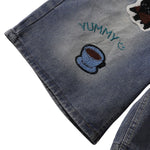 Cartoon Patch Loose Fit Denim Shorts