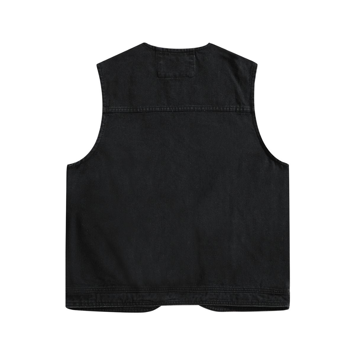 Relaxed V-Neck Denim Cargo Vest