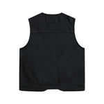 Relaxed V-Neck Denim Cargo Vest