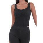 Knit Denim Corset Crop Fitted Tank