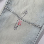 Vintage Digital Print Faux Denim Jeans