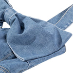 Women's Denim Bow Strappy Mini Dress
