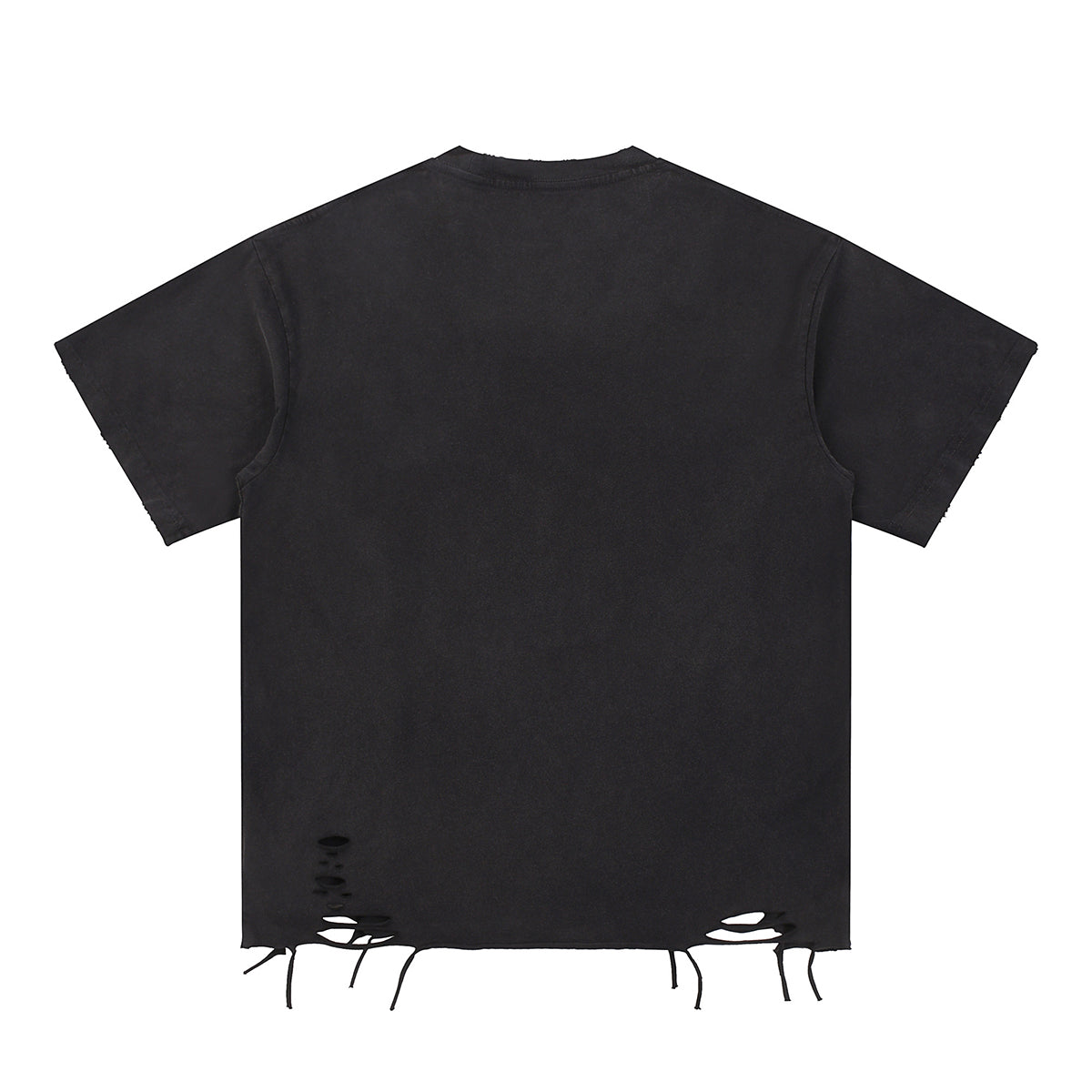 Black Washed Cotton Ripped Boxy Tee