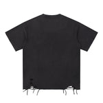 Black Washed Cotton Ripped Boxy Tee