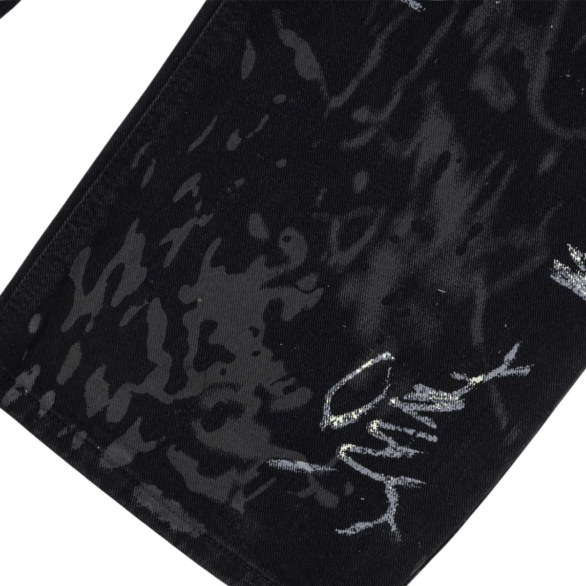 Smoke Rise Graffiti Black Wide-Leg Printed Jeans