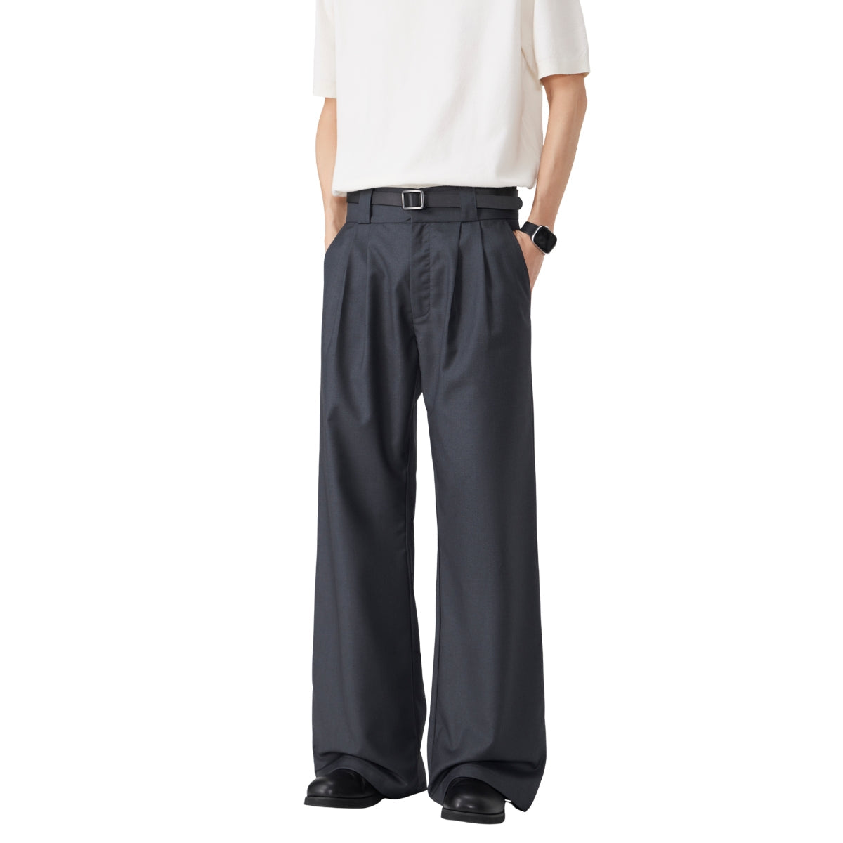Vintage High Street Pleated Wide-Leg Draped Trousers