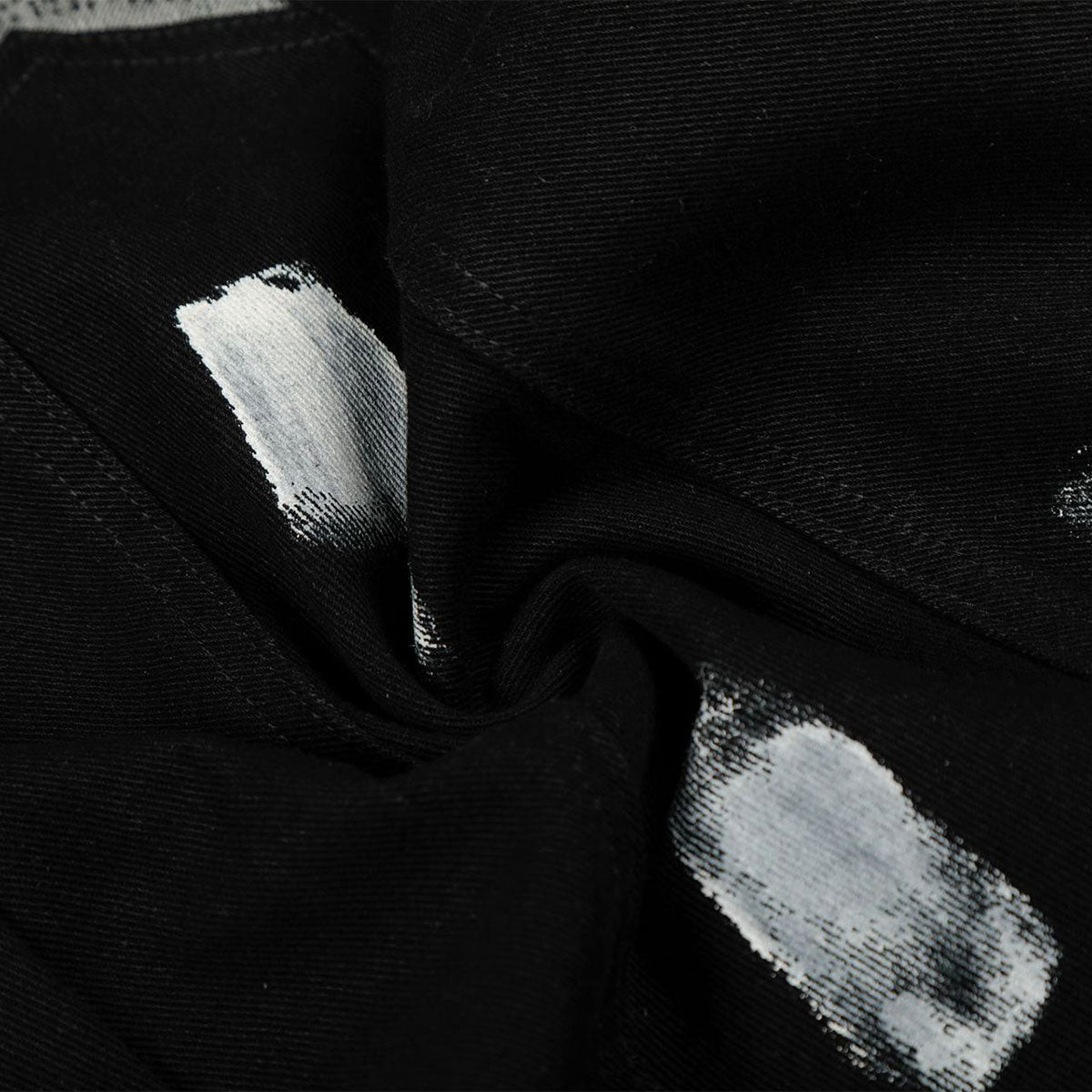 Painted Distress Black Wide Leg Star Patch Jeans