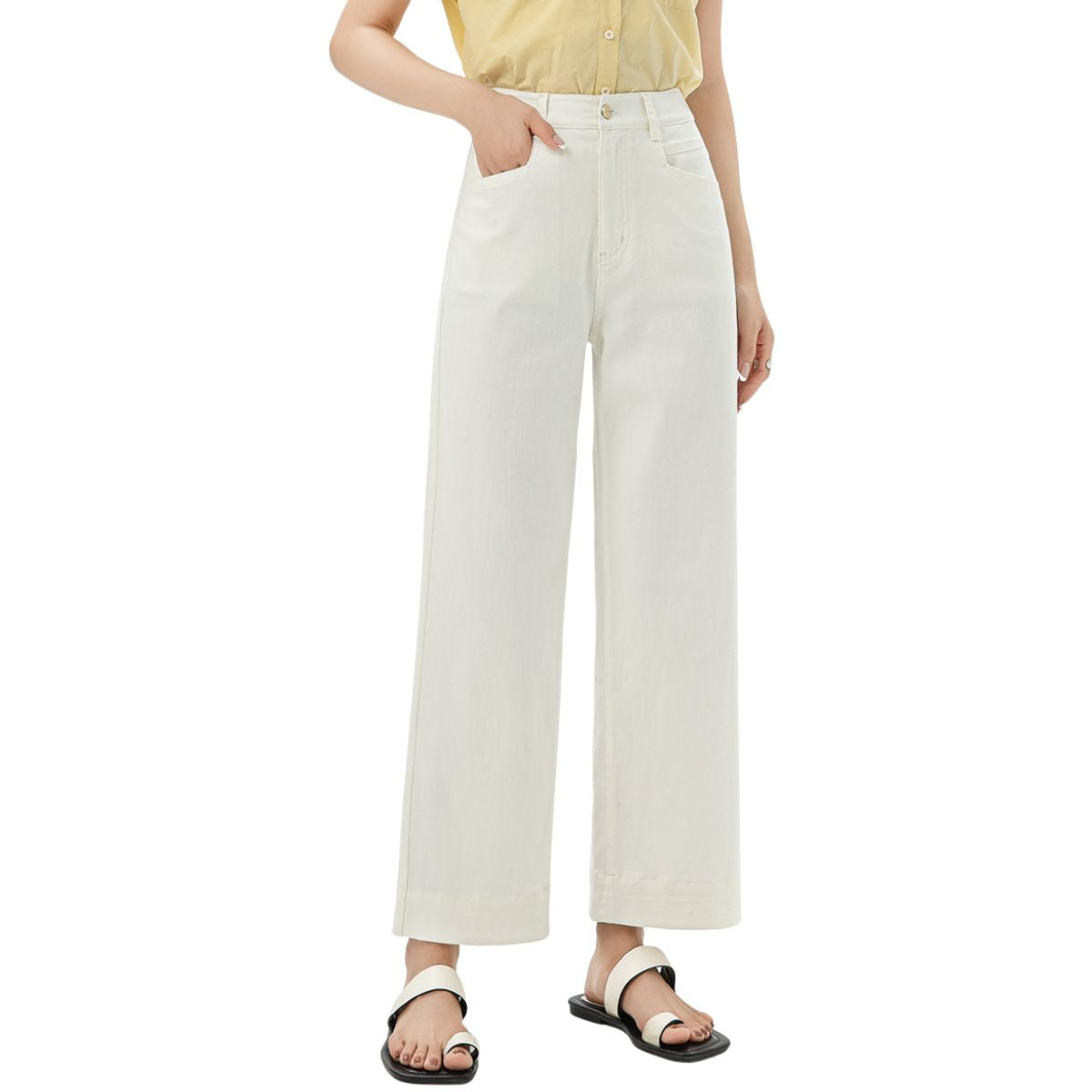 Risen Jeans Straight-Leg Washed Ankle Jeans