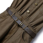 Short-Sleeve Belted Denim Mini Dress