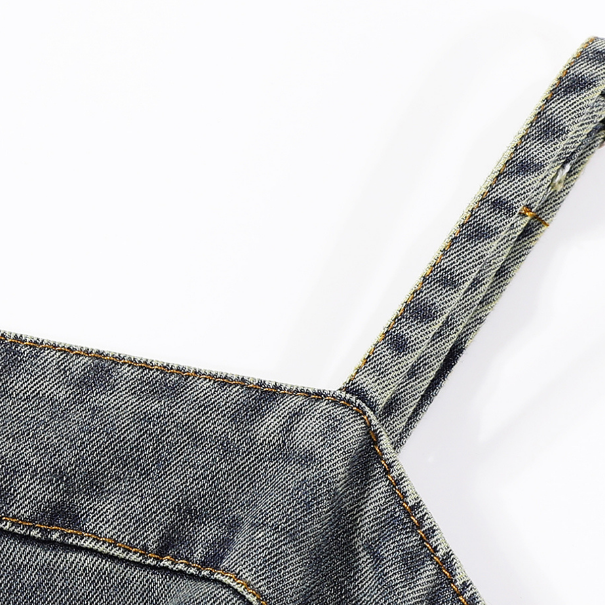 A-Line Denim Spaghetti-Strap Midi Dress