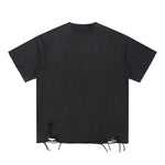 Black Washed Cotton Ripped Boxy Tee