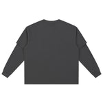Solid Color Mock Layered Sleeves Sweatshirt