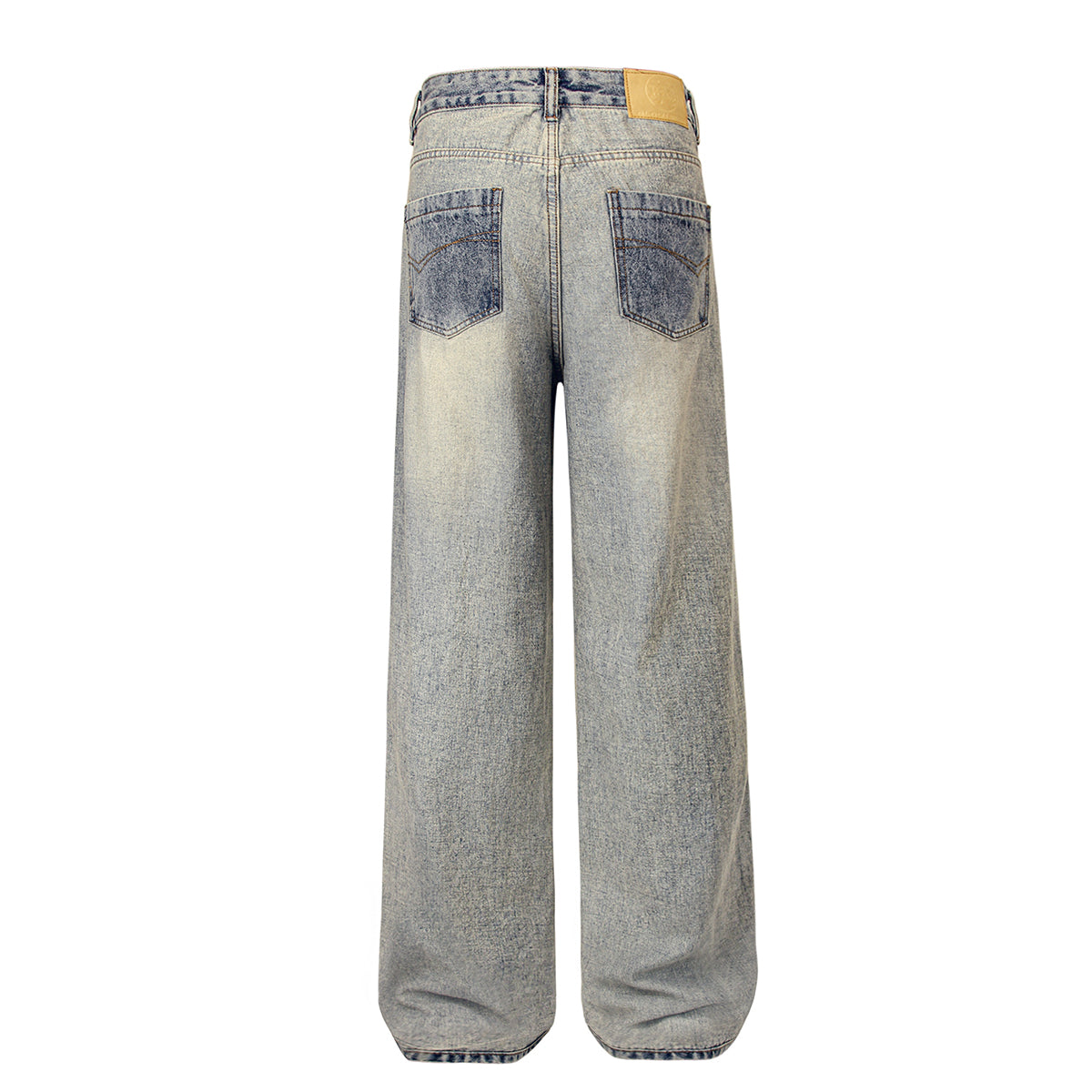Light Wash Faded Wide-Leg Denim Pants