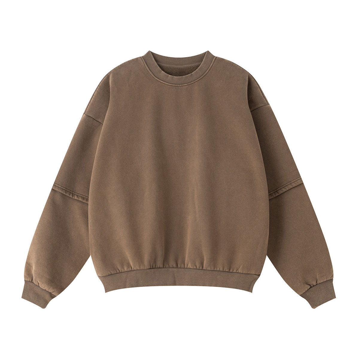Crew Neck Mock Two-Layer Fleece Sweatshirt