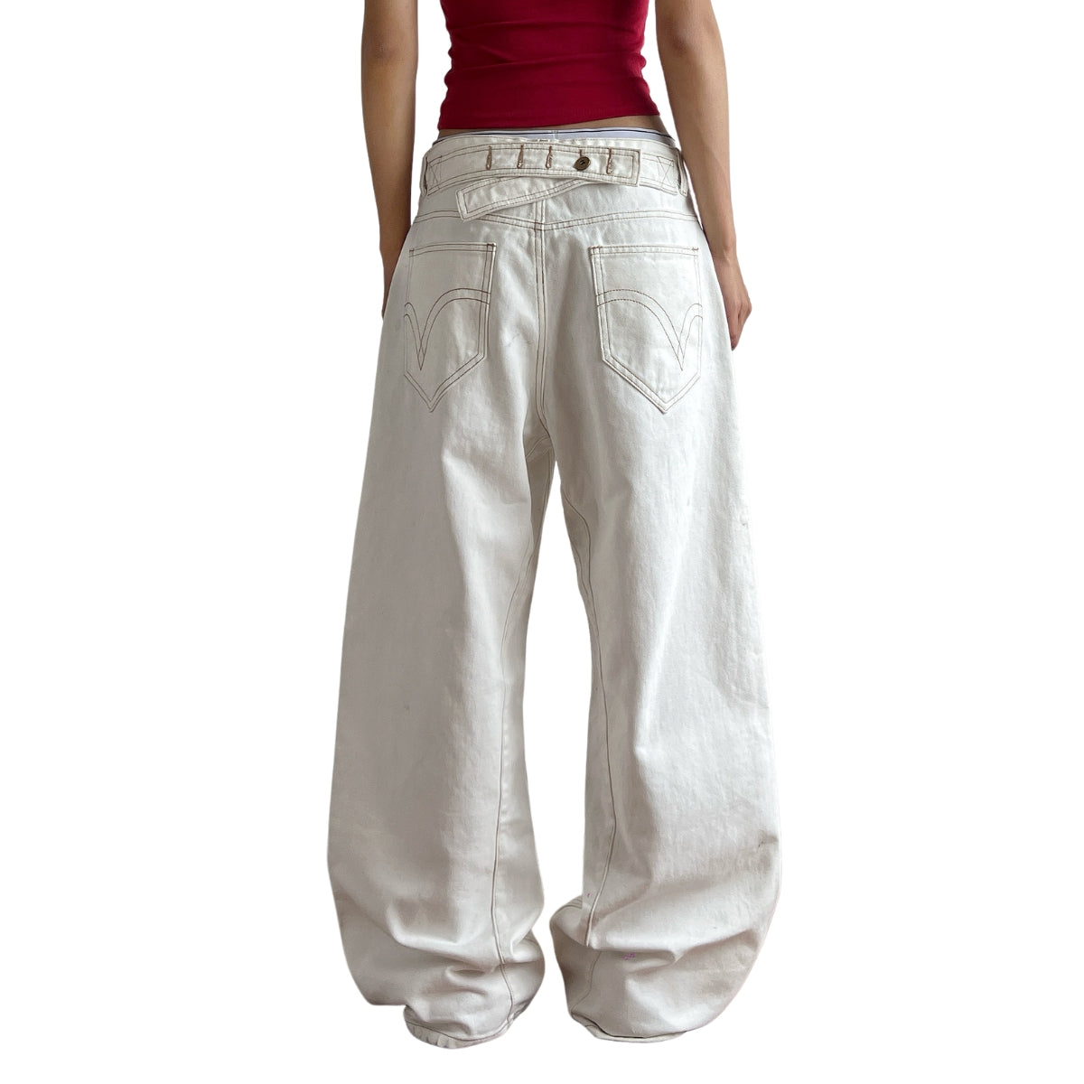 Paris Button Baggy Wide-Leg Denim Jeans