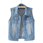 Women's Relaxed Fit Ripped Denim Vest