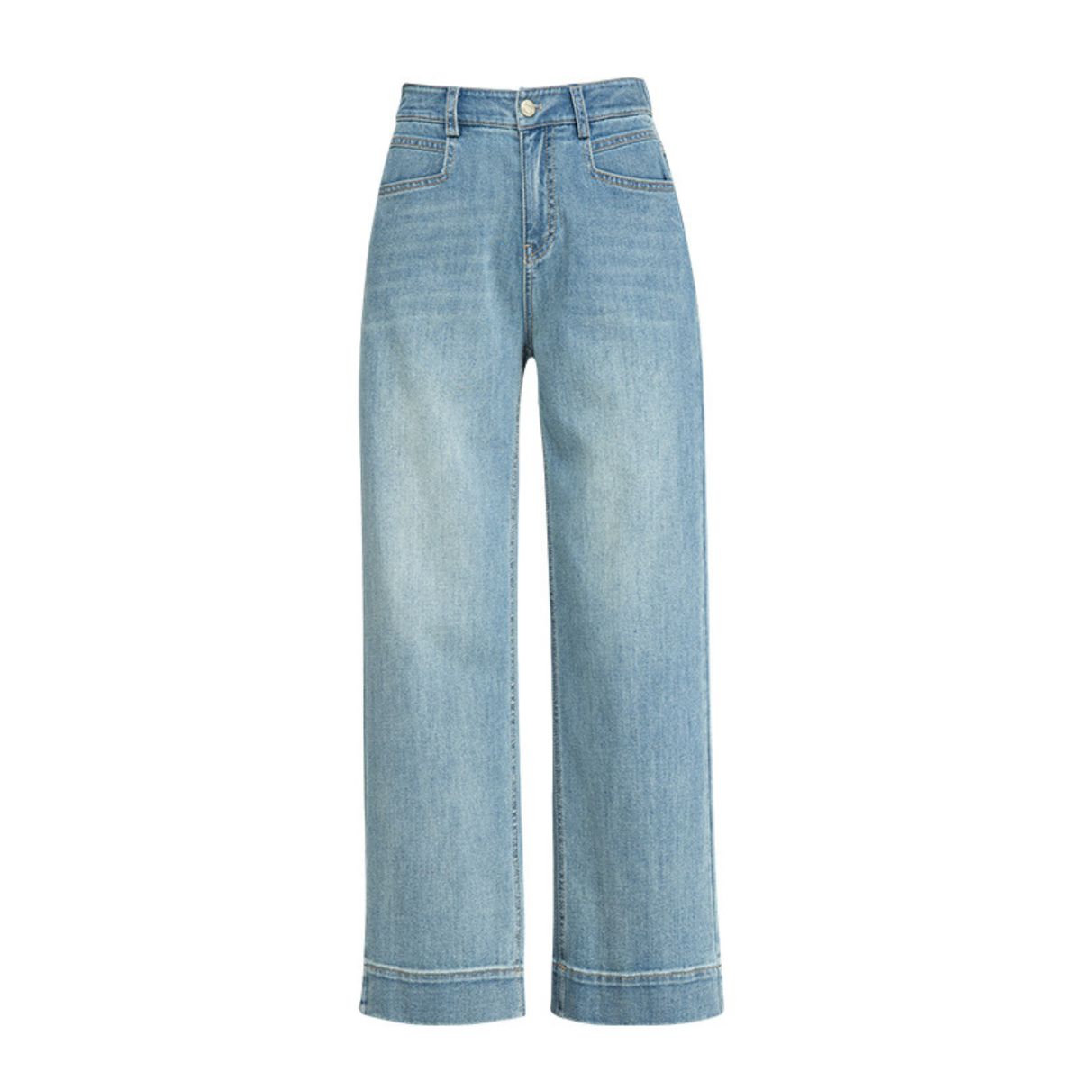 Risen Jeans Straight-Leg Washed Ankle Jeans