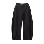 Contrast Stitching Detail Wide Leg Denim Pants