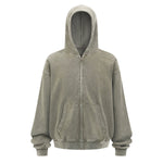Double Yarn Vintage Washed Zippered Comfort Hoodie