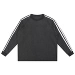 Contrast-Strap Sleeves Cotton Sweatshirt