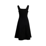 Black Button-Front Denim A-Line Dress