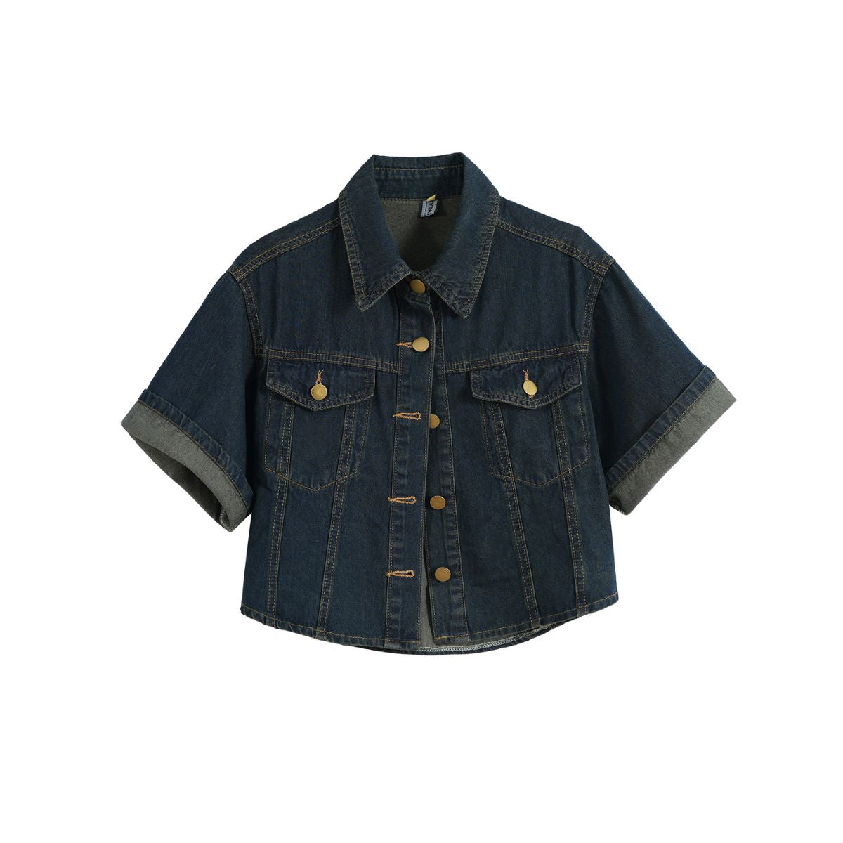 Short-Sleeve Button-Front Denim Shirt