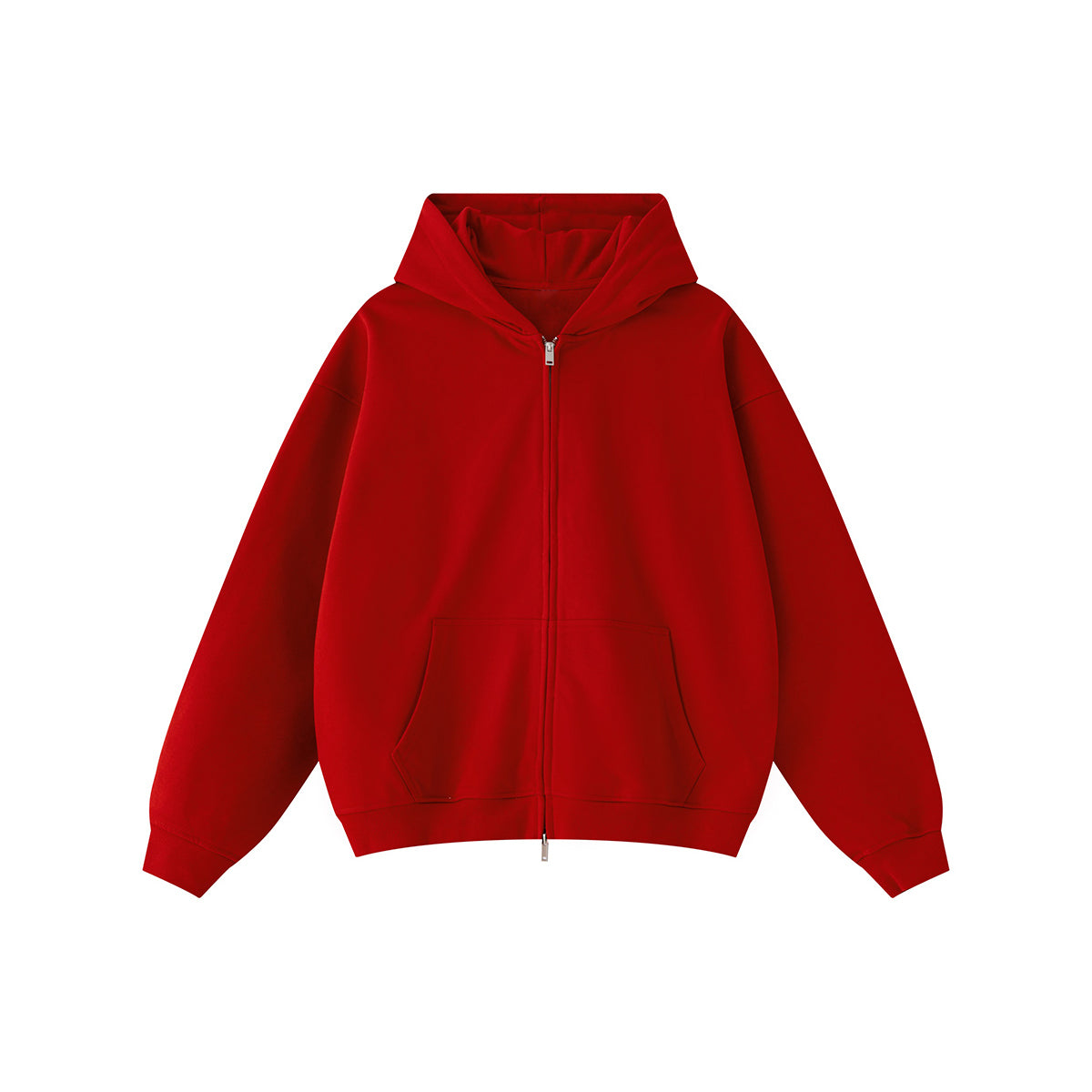 Double-Slider Zipper Solid Color Hoodie