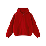 Double-Slider Zipper Solid Color Hoodie