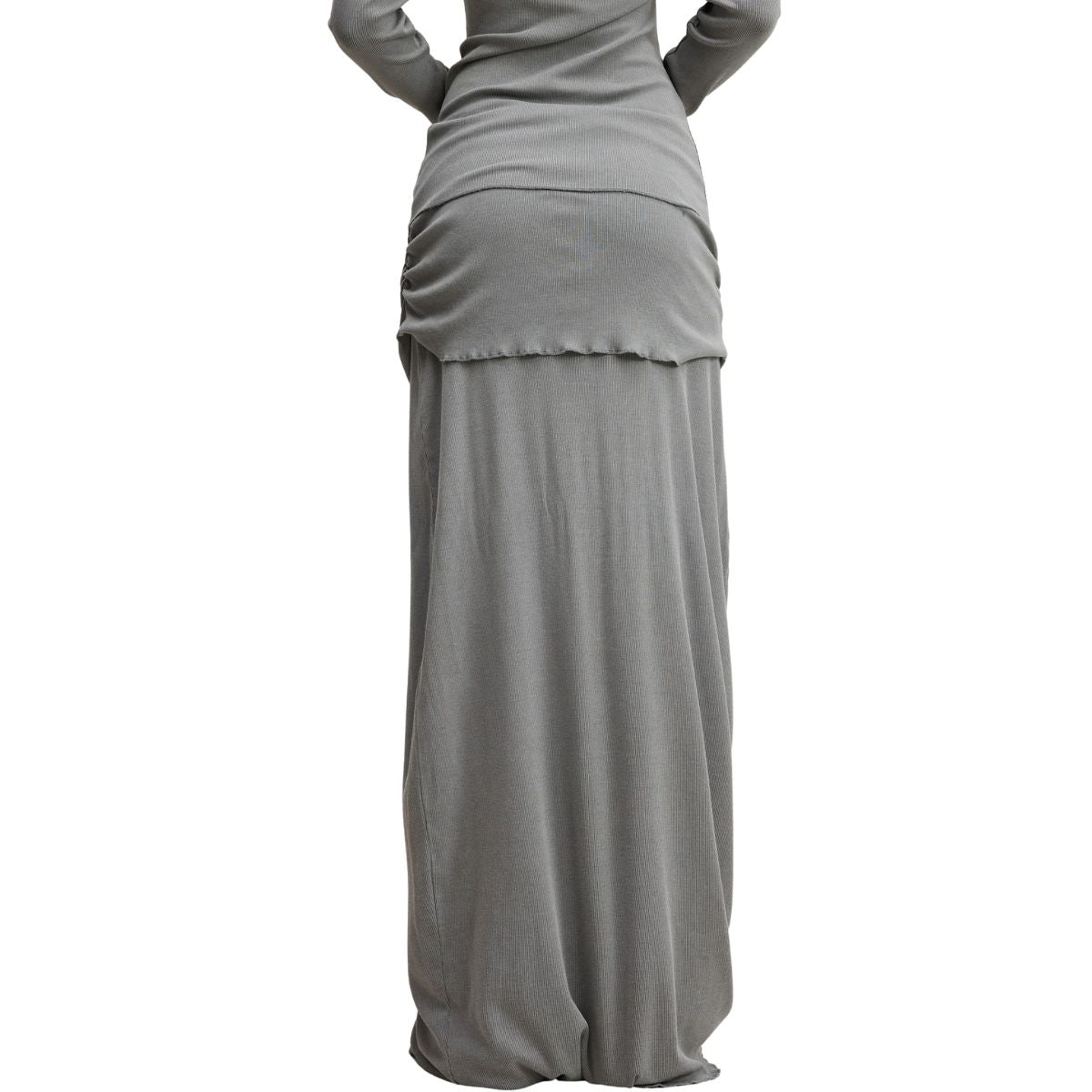 High Waist Ruched Knit Maxi Skirt