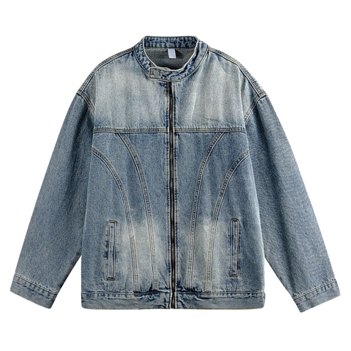 Men's Heavy Washed Distressed Retro Blue Simple Casual Denim Jacket