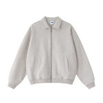 Relaxed Zip-Front Solid Color Sweatshirt