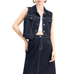 Relaxed Fit Button-Front Denim Vest