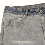 Light Wash Faded Wide-Leg Denim Pants