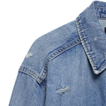 Raw Hem Cropped Ripped Denim Jacket