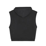 Raw Edge Sleeveless Boxy Hoodie