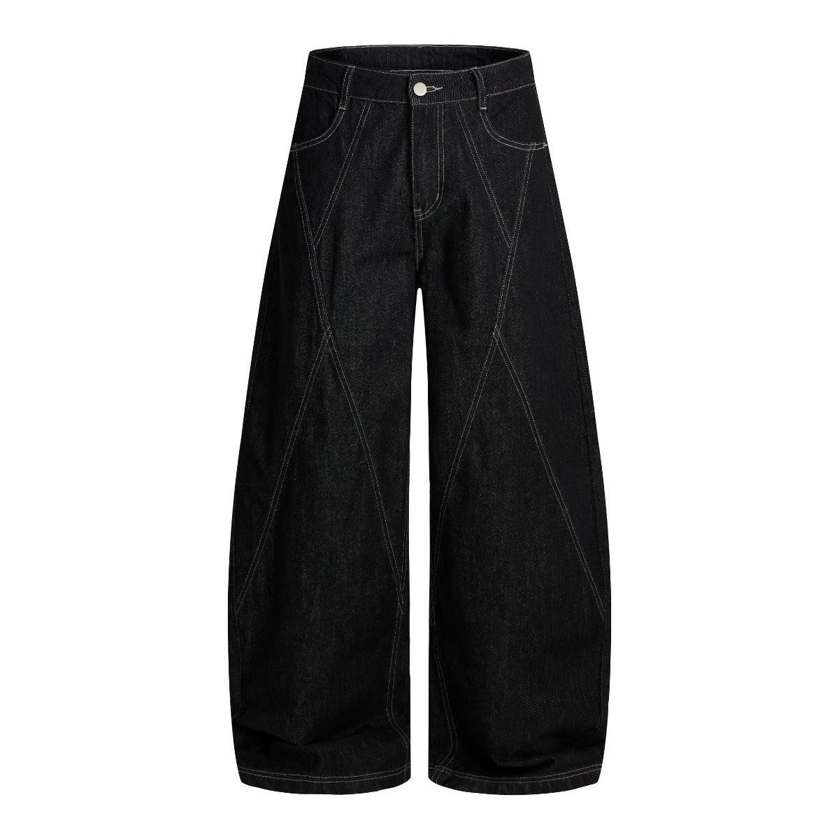Vintage Washed Paneled Barrel-Leg Baggy Jeans
