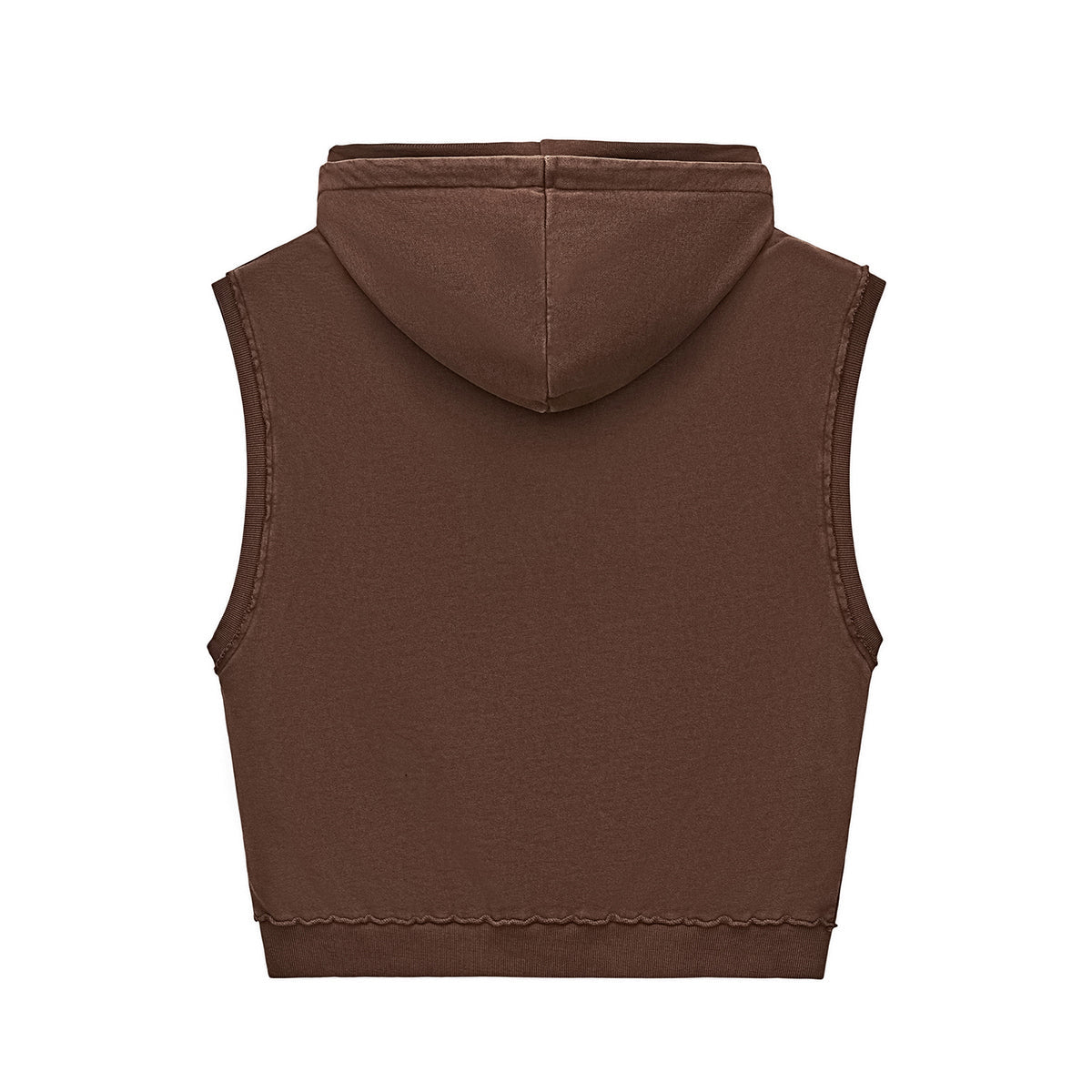 Raw Edge Sleeveless Boxy Hoodie