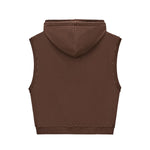 Raw Edge Sleeveless Boxy Hoodie