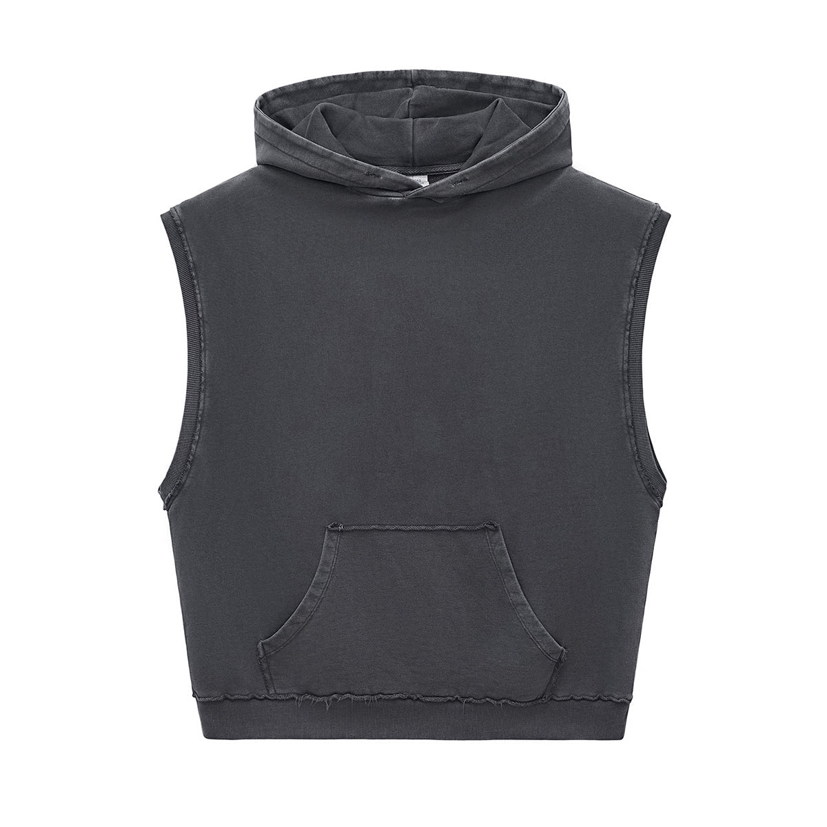 Raw Edge Sleeveless Boxy Hoodie