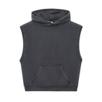 Raw Edge Sleeveless Boxy Hoodie
